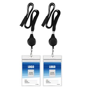 Waterproof PVC Transparent Durable Portable Retractable Lanyard Zipper Seal Office Exhibition <b>Security</b> ID <b>Badge</b> Holder - Product Image 1