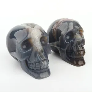 Wholesale natural agate geode skulls healing stones quartz crystal skulls for decoration