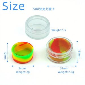 <b>Custom</b> Logo Wholesale Colorful 5ml 7ml 10ml Silicone Jar Container Acrylic Box for Rolling Tray Shop - Product Image 4