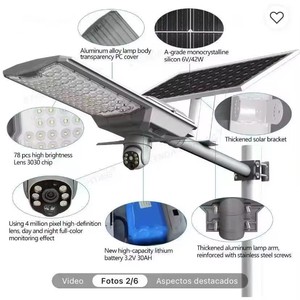 Lampione Stradale Solare a LED con Telecamera CCTV <span class=keywords><strong>da</strong></span> <span class=keywords><strong>Esterno</strong></span> Wireless IP67 Luce di Monitoraggio Solare - Product Image 2