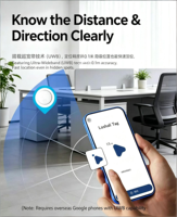 Mini traceur GPS intelligent pour animaux de compagnie compatible avec l'application Localiser, localisateur de clés pour portefeuille, sac à dos, sac de voyage et bagages