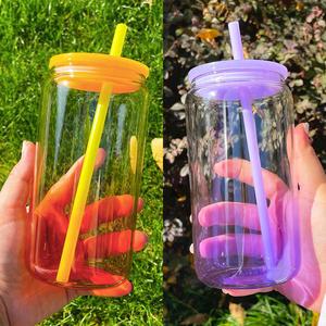 Ready to Ship 16Oz Ombre Jelly Colored Can Shaped Plastic Cup Uv Dtf <b>Wraps</b> for <b>Vinyl</b> - Product Image 3