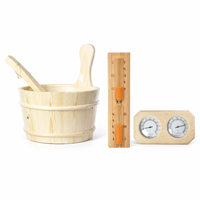 Aksesoris Sauna Tradisional Kayu Pinus - Ember, Pengatur Waktu Pasir & Termometer Peralatan Sauna