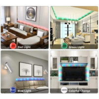 Bande Lumineuse LED 12V 2835 SMD RGB, Ruban LED avec Télécommande IR 24 Touches et Adaptateur, Lumières LED Flexibles pour Rétroéclairage TV