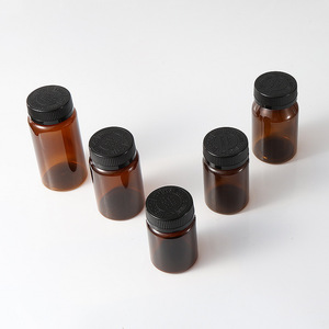 Chăm sóc sức khỏe máy tính bảng bột container màu nâu sẫm hổ phách rộng miệng rỗng vitamin viên nang chai nhựa - Product Image 3