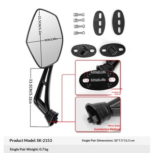 Rétroviseur de moto à double base d'installation, réglable, universel, pour scooter - Product Image 6