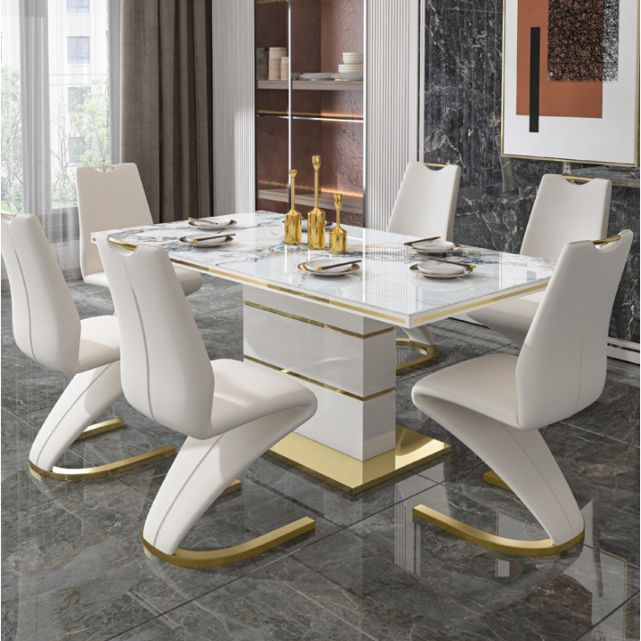Hanyee Contemporary Marble Dining Set Mermaid
