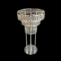 Centre de table de mariage, support à fleurs en cristal doré, vase à fleurs en métal pour la décoration