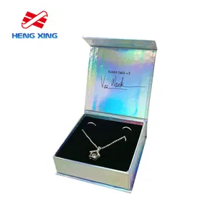 HENGXING özel holografik gümüş lazer luxure kağıt şeker lazer hediye ray kutusu holografik markalı kutu nakliye kutusu