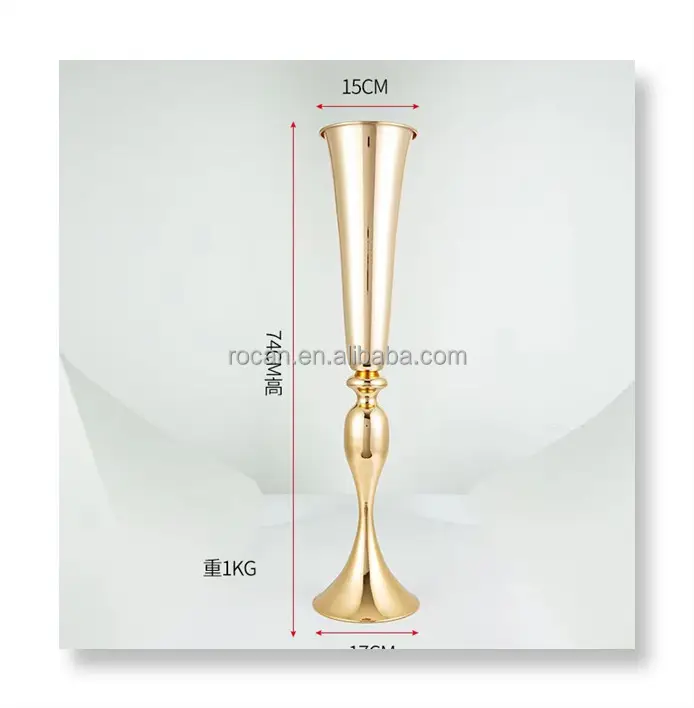 Wedding props centre de Wedding decorations gold crystal tall flower stand trumpet vases for wedding center piece
