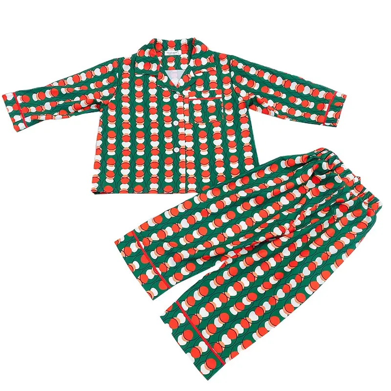 女の子のパジャマ春と秋の新しい子供の波のポイント韓国版の家庭服スーツガールベビーシルク