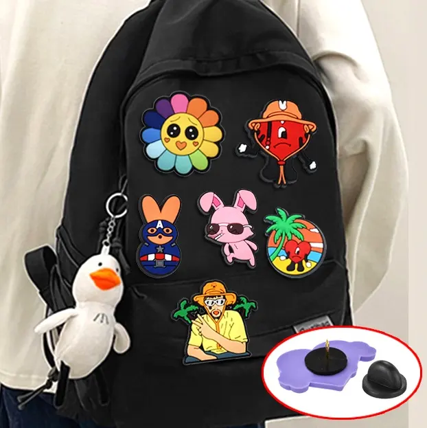 Factory Manufacturer Designer Cartoon PVC flower hat pins custom enamel pin for Clothes bags