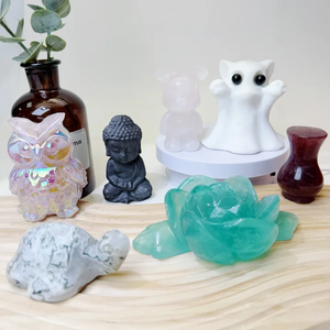 Figuras de Piedras de Cristal al por Mayor de Fábrica, Producto Espiritual, Artesanías Curativas de Cuarzo Rosa y Fluorita para Decoración del Hogar - Product Image 2