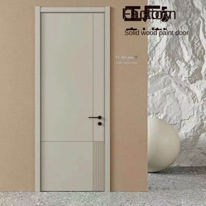 Porte en bois battante en panneau de fibres de densité moyenne bon marché direct usine avec écran en fibre de verre intérieur étanche pour salle de bain intérieure - Product Image 5