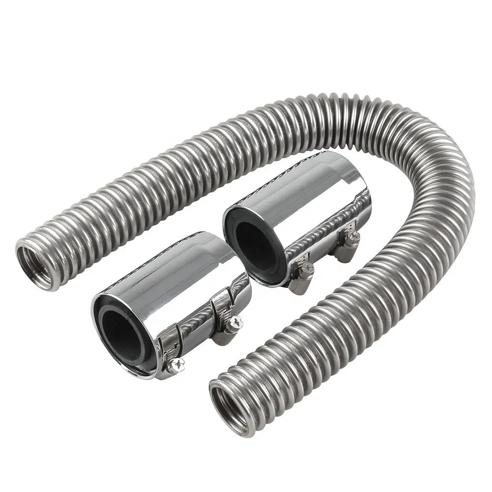 Kit de tuyau de radiateur supérieur et inférieur Flexible, 24 pouces, avec capuchons chromés en acier inoxydable, 100 pièces