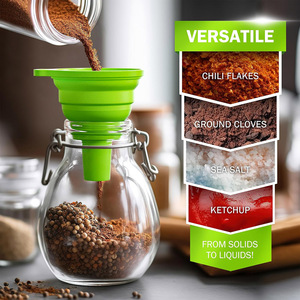 Corong dapur silikon mudah dibersihkan bebas BPA warna kustom desain dapat dilipat Transfer daya cairan pengisi dapat dilipat - Product Image 6