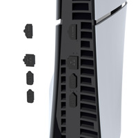 PG-P5S012 bouchons anti-poussière pour PS5 Slim Console numérique 8 en 1 cache-poussière et bouchons remplacement de couverture pour PS5 Disc Edition Kit anti-poussière