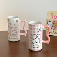 Lelyi Ins Style mignon lapin en céramique tasse à eau tasse bureau café petit déjeuner lait tasse cadeau