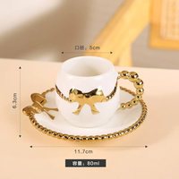 Ensemble de tasses à thé et à café en céramique européenne plaquées or modernes, boîte cadeau de 6 pièces, promotionnel pour les mariages et les fêtes, design américain
