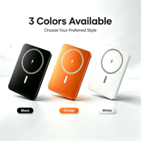 Nouvelle conception CE RoHS 5000 mAh 6 mm Noir Magnétique Sans Fil Power Bank Portable Mini Logo Personnalisé Ultra Mince pour iPhone 17