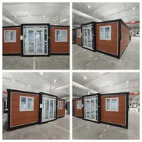 Maison préfabriquée en conteneur plat, bâtiment modulaire moderne pour camp de travailleurs sur chantier