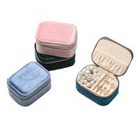 Boîte à bijoux portable en velours pour voyage, étui pour bagues, colliers et boucles d'oreilles, mini organisateur de bijoux, pochette à fermeture éclair