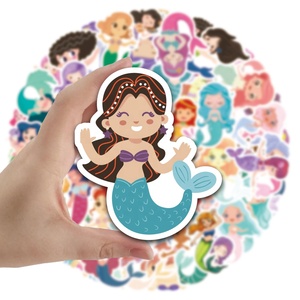 60 piezas Original de dibujos animados mar-Maid pegatina de vinilo de corte personalizado pegatina impermeable guitarra equipaje teléfono pared <span class=keywords><strong>Sirenita</strong></span> pegatinas - Product Image 1