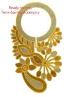 Col en dentelle brodée 3D florale africaine, appliques et patchs traditionnels pour Kaftan/Agbada, à thermocoller pour vêtements