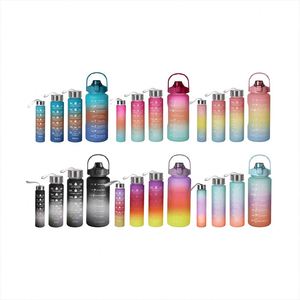 Nouvelle Collection 2023 – Bouteille Sport 4-en-1 de 2L avec Marqueur de Temps, Couleurs Dégradées, Sans BPA – Idéale pour la Gym et l'Eau Embouteillée - Product Image 2