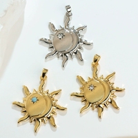 Dijes de Sol y Luna de Latón al por Mayor para la Fabricación de Joyas, Colgante de Astrología Chapado en Oro, Accesorios para Collares Celestiales con Estrellas