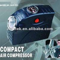 Compresseur d'air portable miniature pour voiture Dongguan Richtek série OPP 12V avec éclairage d'urgence et écran LCD pour gonflage des pneus