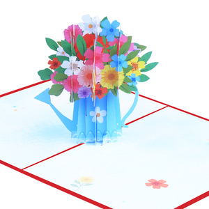 <span class=keywords><strong>Carte</strong></span> de vœux 3D écologique et recyclable en forme d'arrosage, faite à la main, avec vernis brillant, thème jardin fleuri, en papier, vente en gros - Product Image 2