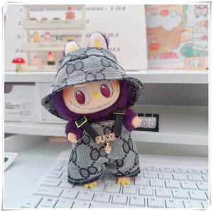 Vêtements pour bébé de première et deuxième génération, 17 cm, accessoires de fête assis, chapeau cool, salopette en peluche, échelle 1:8 pour poupée - Product Image 3