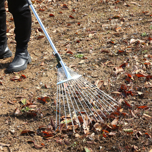 Garden Rake Stainless Steel 22 Tines Anti Slip Handle Agricultural Leaf Removal Cleaning Tool - Product Image 2