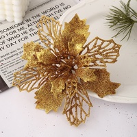 Ornement de Noël suspendu fait main en plastique double couche de 16 cm avec poudre dorée pour arbre de Noël et fête de Noël