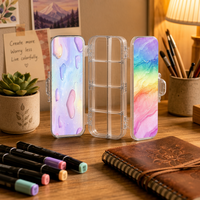 Boîte à crayons en acrylique empilable à double couche, impression personnalisée, organiseurs de bureau pour accessoires de bureau, cadeaux d'entreprise