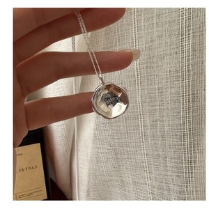 Collar Redondo con Letras de Diseño Coreano en Plata de Ley 925, Cadena para Suéter con Textura Simple y a la Moda Coreana - Product Image 3