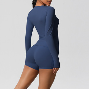 Conjuntos Deportivos para Mujer al por Mayor, Shorts de Entrenamiento, Conjunto de Yoga de 2 Piezas con Camiseta de Manga Larga, Conjuntos de Fitness para Gimnasio - Product Image 2