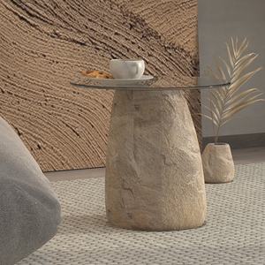 लिविंग रूम के उपयोग के लिए होटल के लिए आधुनिक न्यूनतम लक्जरी ग्लास साइड टेबल संगमरमर पैटियो पत्थर आउटडोर फर्नीचर - Product Image 6