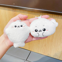 Mignon pendentif porte-clés en peluche phoque de dessin animé, jouet en peluche, rembourrage en coton PP