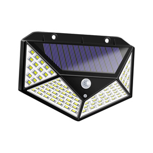 ไฟติดผนังโซลาร์เซลล์พร้อมเซ็นเซอร์ตรวจจับความเคลื่อนไหว PIR 100 LED กันน้ำ IP65 แสงสีขาว 6000K ใช้งานได้ 8 ชั่วโมง เหมาะสำหรับสวนภายนอกอาคาร CRI 95 มุมกระจายแสง 360 องศา - Product Image 1