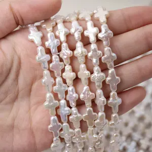 High-quality Cross Pearl mini Crosses Baroque Natural Freshwater Pearls For Jewelry Making