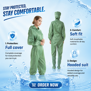 Combinaisons <span class=keywords><strong>de</strong></span> <span class=keywords><strong>travail</strong></span> antistatiques et anti-poussière en polyester à capuche, trois pièces, pour salle blanche ; Vêtements <span class=keywords><strong>de</strong></span> <span class=keywords><strong>travail</strong></span> bleus et blancs, anti-poussière, lavables, vente en gros usine - Product Image 5