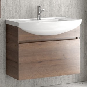 Kamalu BN-80B 80cm mobile da bagno con cassetto scorrevole in stile classico in marmo piano lavabo in ceramica in piedi - Product Image 1
