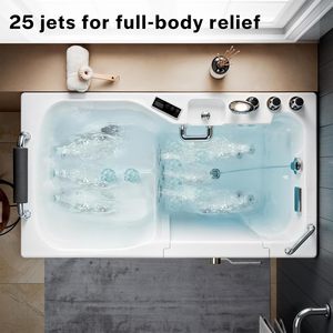 <span class=keywords><strong>Baignoire</strong></span> balnéo rectangulaire en acrylique avec 25 jets <span class=keywords><strong>de</strong></span> massage chauffants, porte battante vers l'extérieur, vidange à droite, pour seniors - Product Image 4