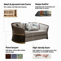 Sofa moderne en cuir de vachette de luxe de style léger de Hong Kong première couche meubles en bois pour le salon ou le centre commercial pour l'école