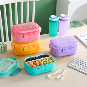 Juego <span class=keywords><strong>de</strong></span> 2 piezas <span class=keywords><strong>de</strong></span> color brillante MU, fiambrera para niños y estudiantes, <span class=keywords><strong>caja</strong></span> Bento para microondas con botella <span class=keywords><strong>de</strong></span> agua - Product Image 1