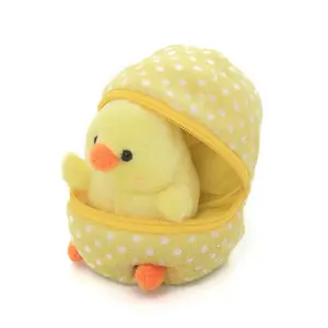J277批发6英寸创意惊喜拉链蛋毛绒动物玩具可爱小黄小鸡毛绒动物玩具