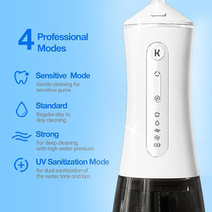 <span class=keywords><strong>Hydropulseur</strong></span> buccal électrique portable sans fil étanche avec réservoir de 300 ml, 3 modes et lumière UVC - Product Image 2