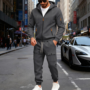 Conjunto de Sudadera Casual con Capucha y Cremallera, Forro Polar Grueso y Holgado, Estilo Americano, Nuevo para Invierno - Product Image 4